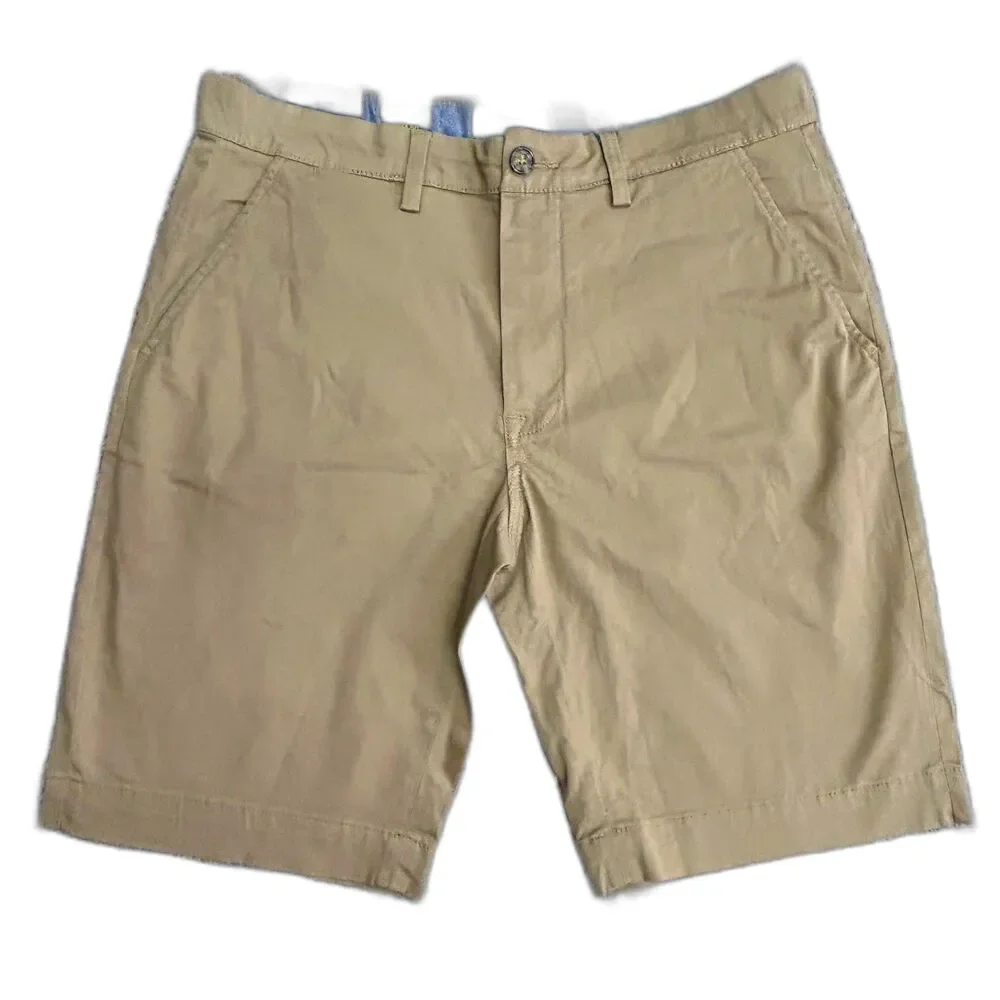 Piombo Italy Men's NWT Toast Tan Stretch Cotton Flat Front Shorts Sz IT 50/US 34
